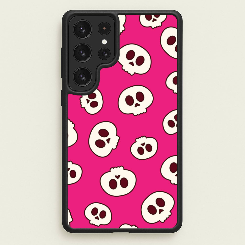 Pink Skulls Pattern - Goth Aesthetic Phone Case for Galaxy S23 Ultra