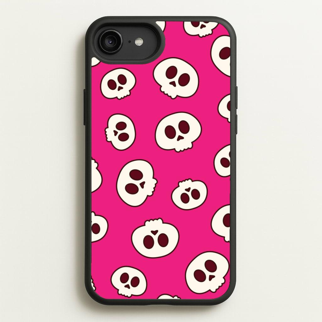 Pink Skulls Pattern - Goth Aesthetic Phone Case for iPhone 6 Plus / 7 Plus / 8 Plus