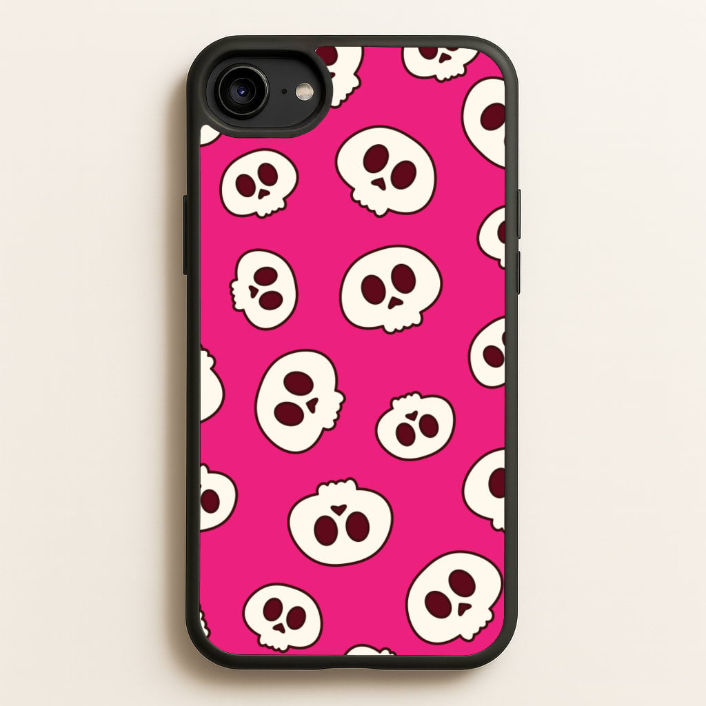 Pink Skulls Pattern - Goth Aesthetic Phone Case for iPhone 6 / 7 / 8 / SE