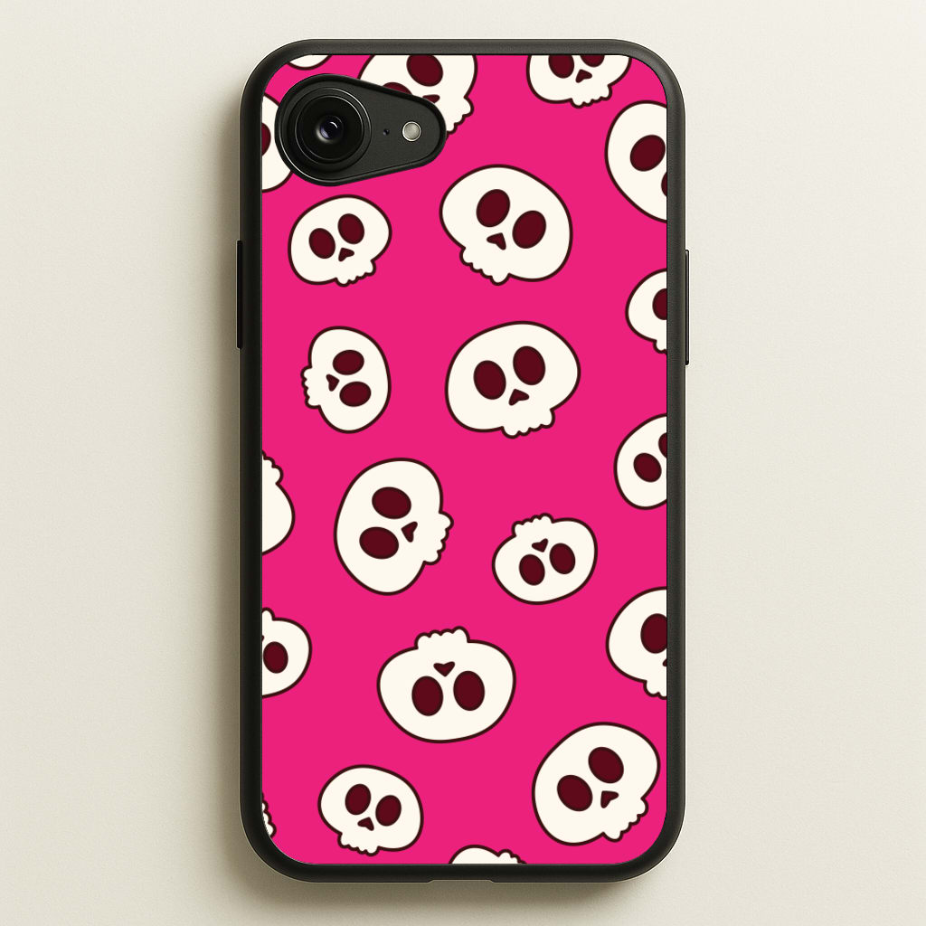 Pink Skulls Pattern - Goth Aesthetic Phone Case for iPhone 16e