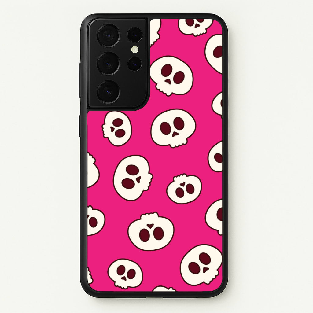 Pink Skulls Pattern - Goth Aesthetic Phone Case for Galaxy S21 Ultra