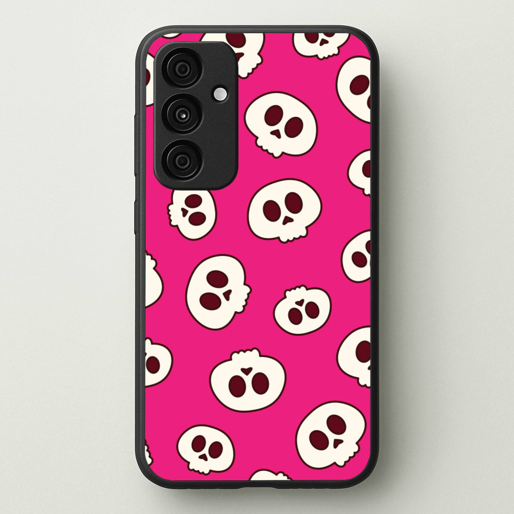 Pink Skulls Pattern - Goth Aesthetic Phone Case for Galaxy A35