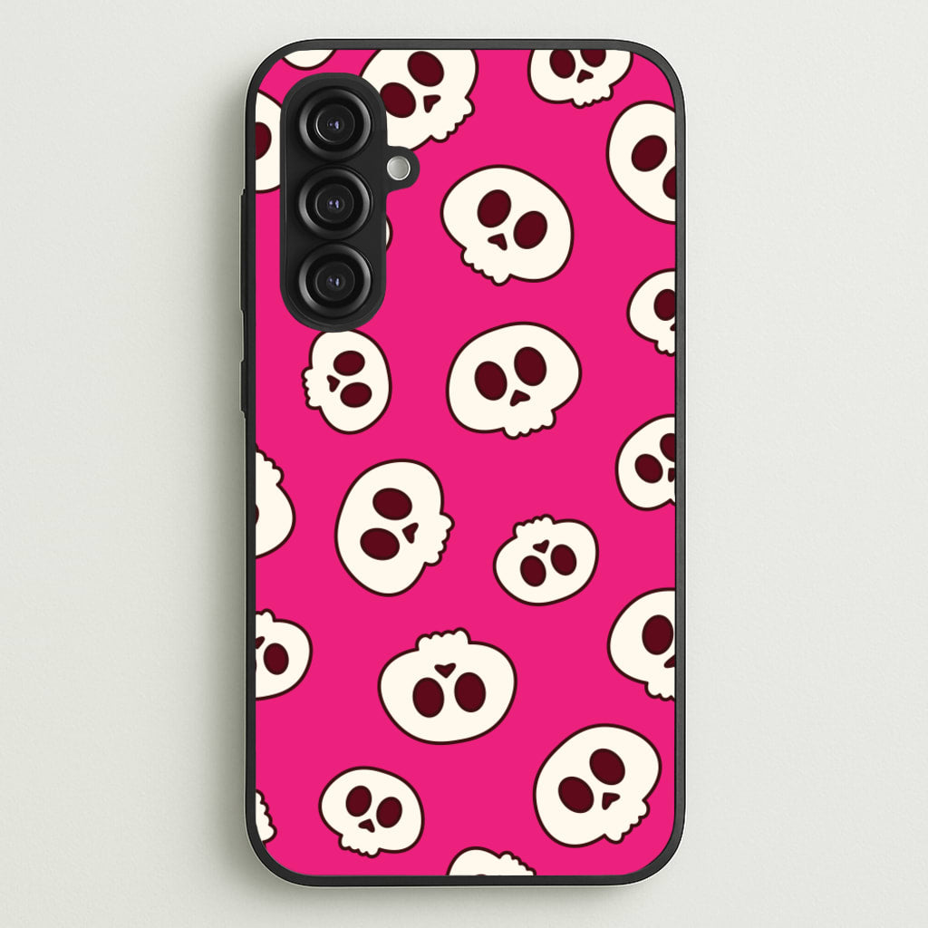 Pink Skulls Pattern - Goth Aesthetic Phone Case for Galaxy S23FE