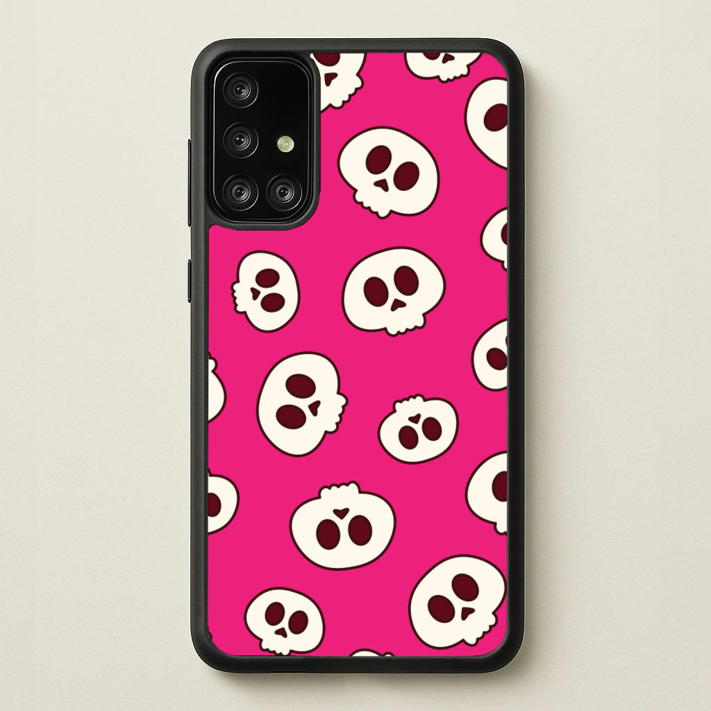Pink Skulls Pattern - Goth Aesthetic Phone Case for Galaxy A71