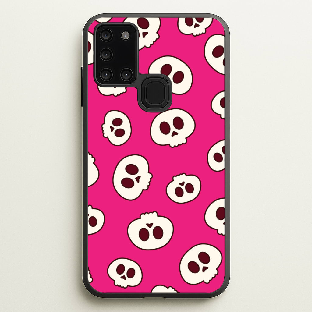 Pink Skulls Pattern - Goth Aesthetic Phone Case for Galaxy A21s