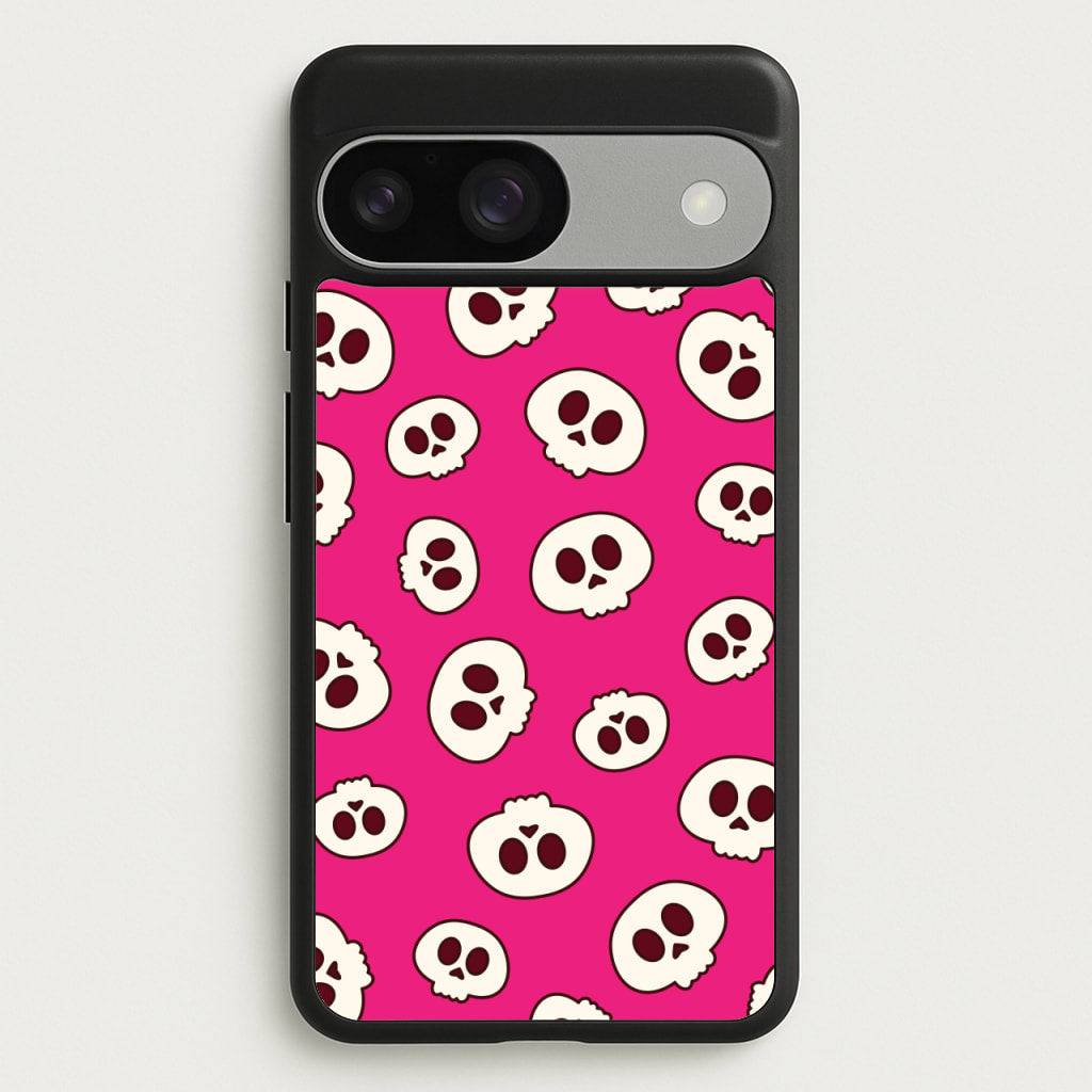 Pink Skulls Pattern - Goth Aesthetic Phone Case for Google Pixel 9 / 9 Pro