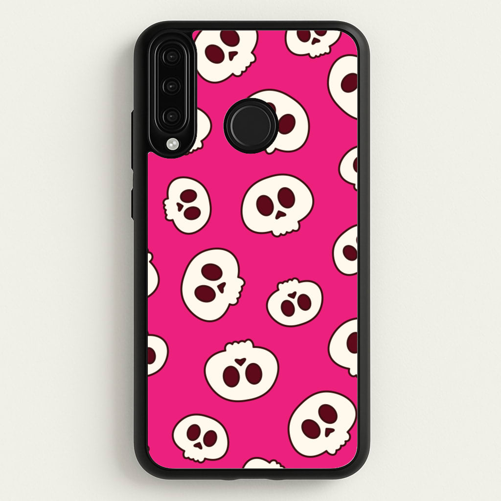 Pink Skulls Pattern - Goth Aesthetic Phone Case for Huawei P30 Lite