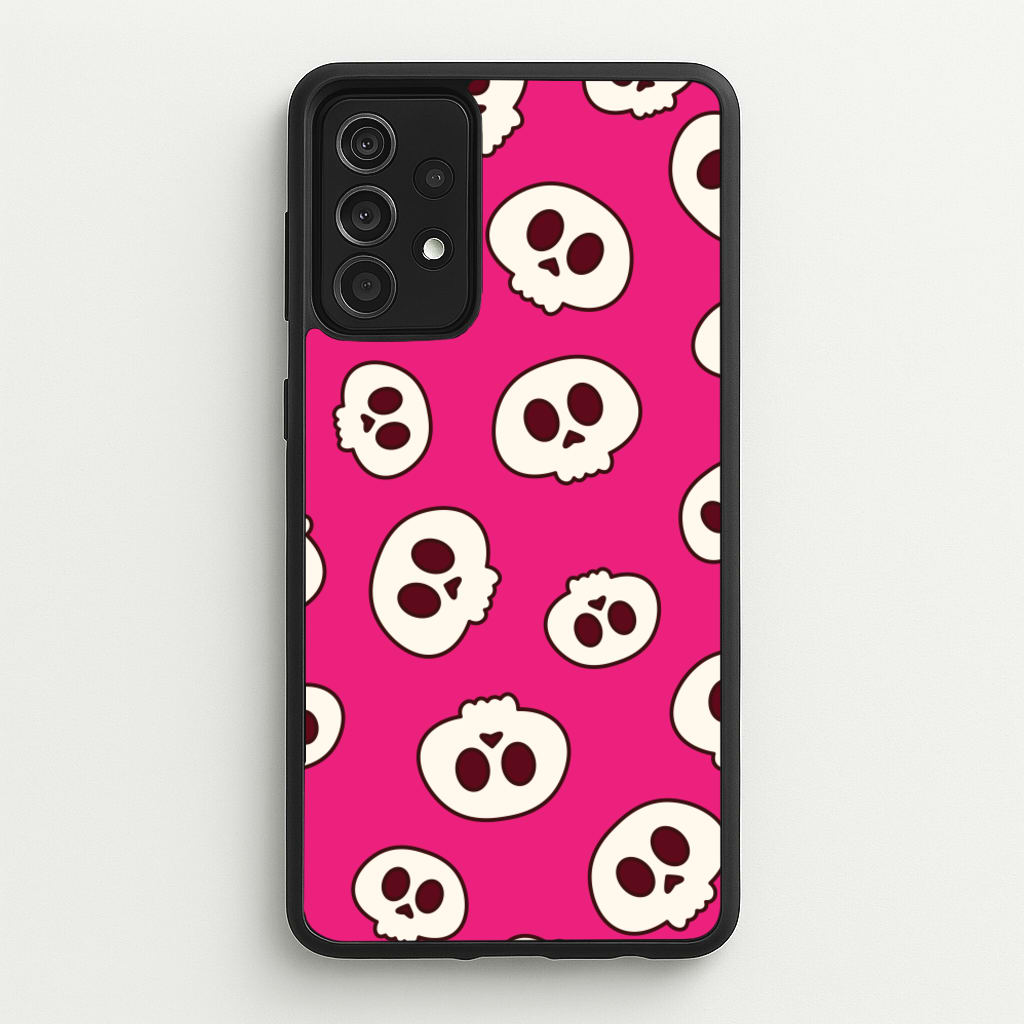 Pink Skulls Pattern - Goth Aesthetic Phone Case for Galaxy A52 / A52s