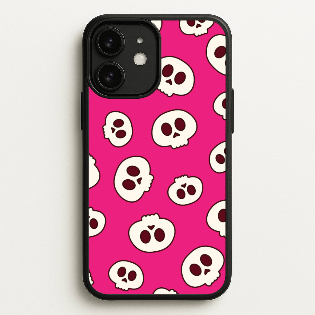 Pink Skulls Pattern - Goth Aesthetic Phone Case for iPhone 11