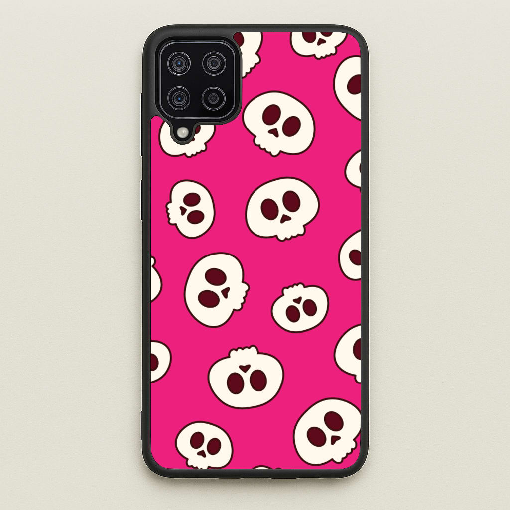 Pink Skulls Pattern - Goth Aesthetic Phone Case for Galaxy A12