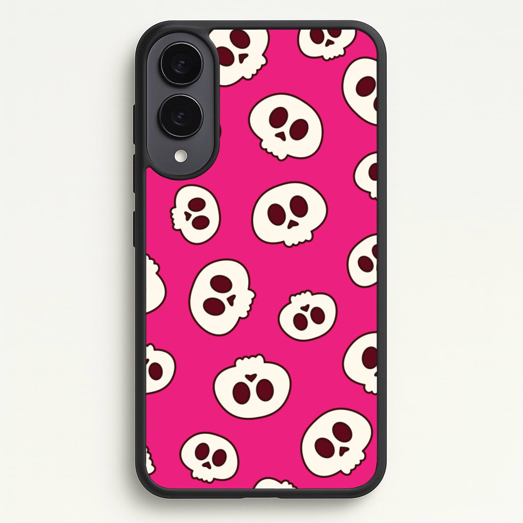 Pink Skulls Pattern - Goth Aesthetic Phone Case for Galaxy S25 Edge