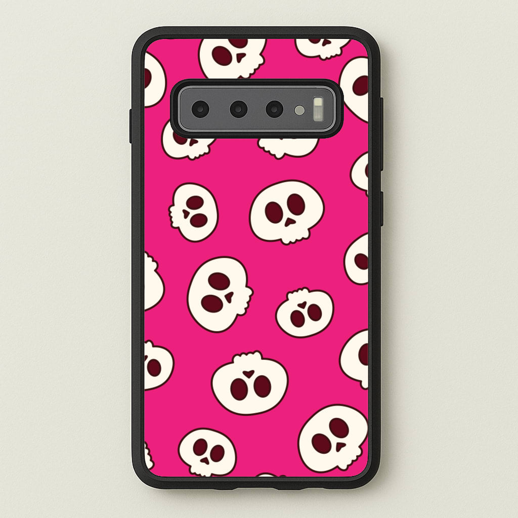 Pink Skulls Pattern - Goth Aesthetic Phone Case for Galaxy S10 Plus