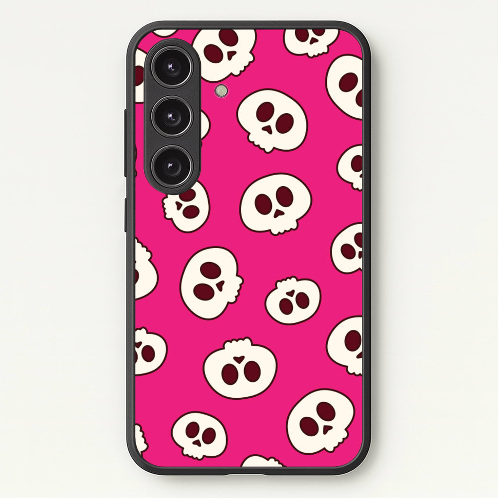 Pink Skulls Pattern - Goth Aesthetic Phone Case for Galaxy S25 Plus
