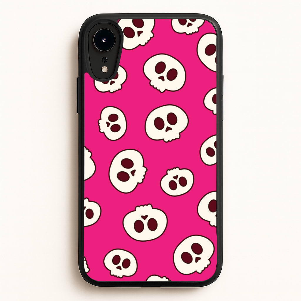 Pink Skulls Pattern - Goth Aesthetic Phone Case for iPhone XR