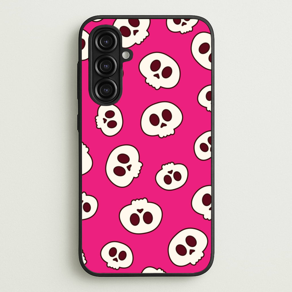 Pink Skulls Pattern - Goth Aesthetic Phone Case for Galaxy A16