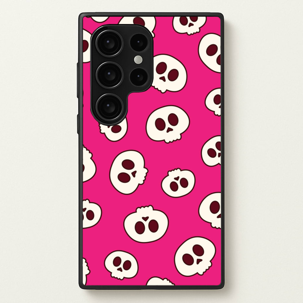 Pink Skulls Pattern - Goth Aesthetic Phone Case for Galaxy S24 Ultra