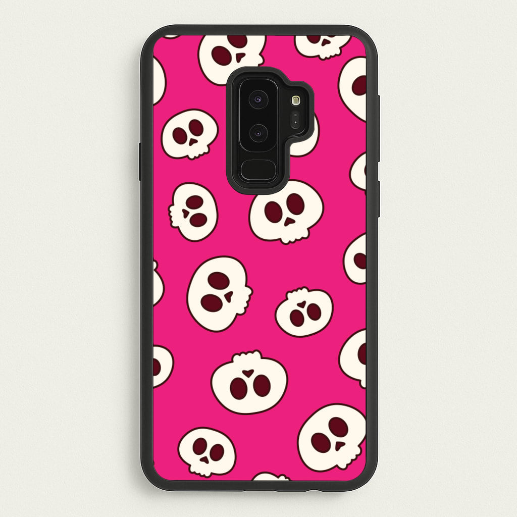 Pink Skulls Pattern - Goth Aesthetic Phone Case for Galaxy S9 Plus