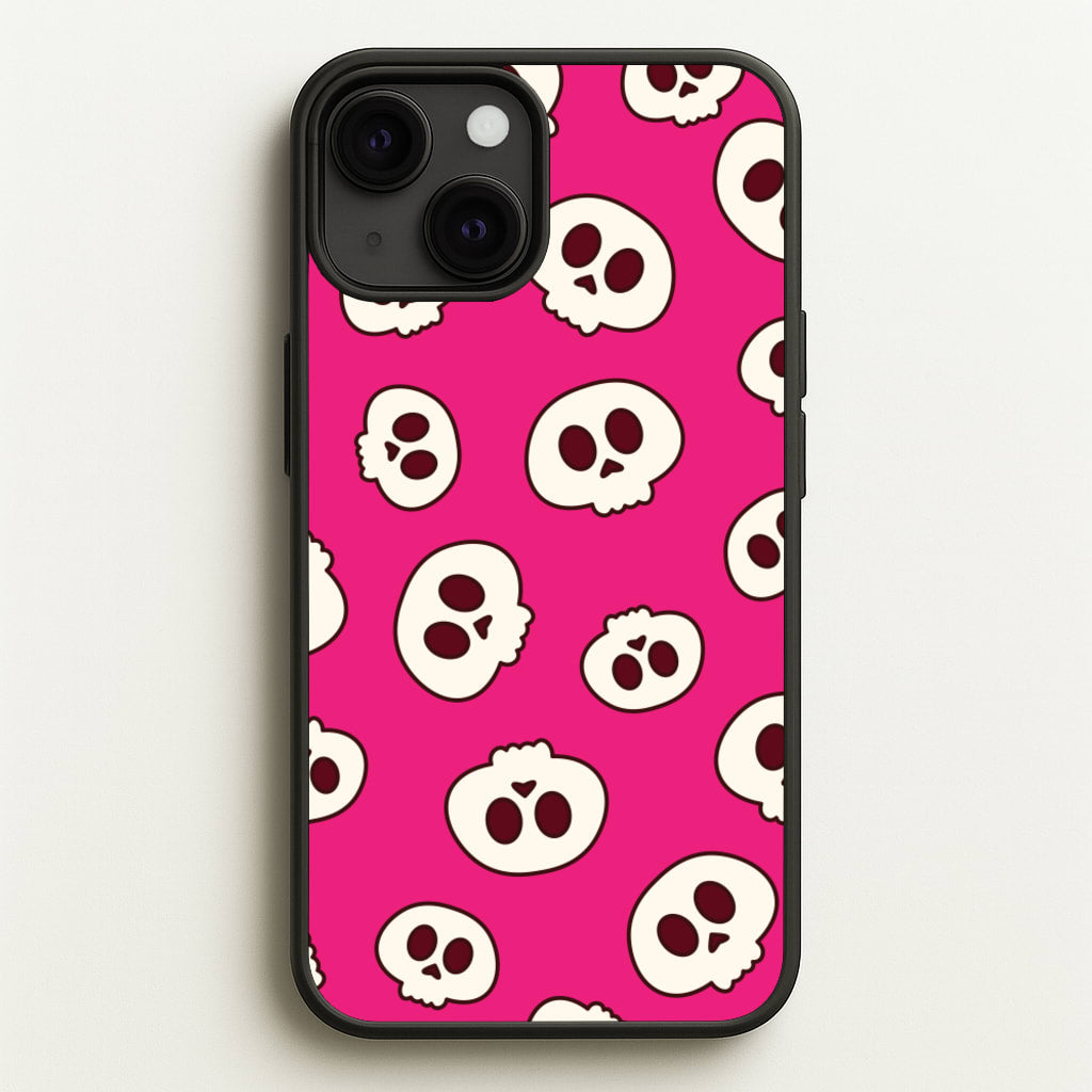 Pink Skulls Pattern - Goth Aesthetic Phone Case for iPhone 13 Mini
