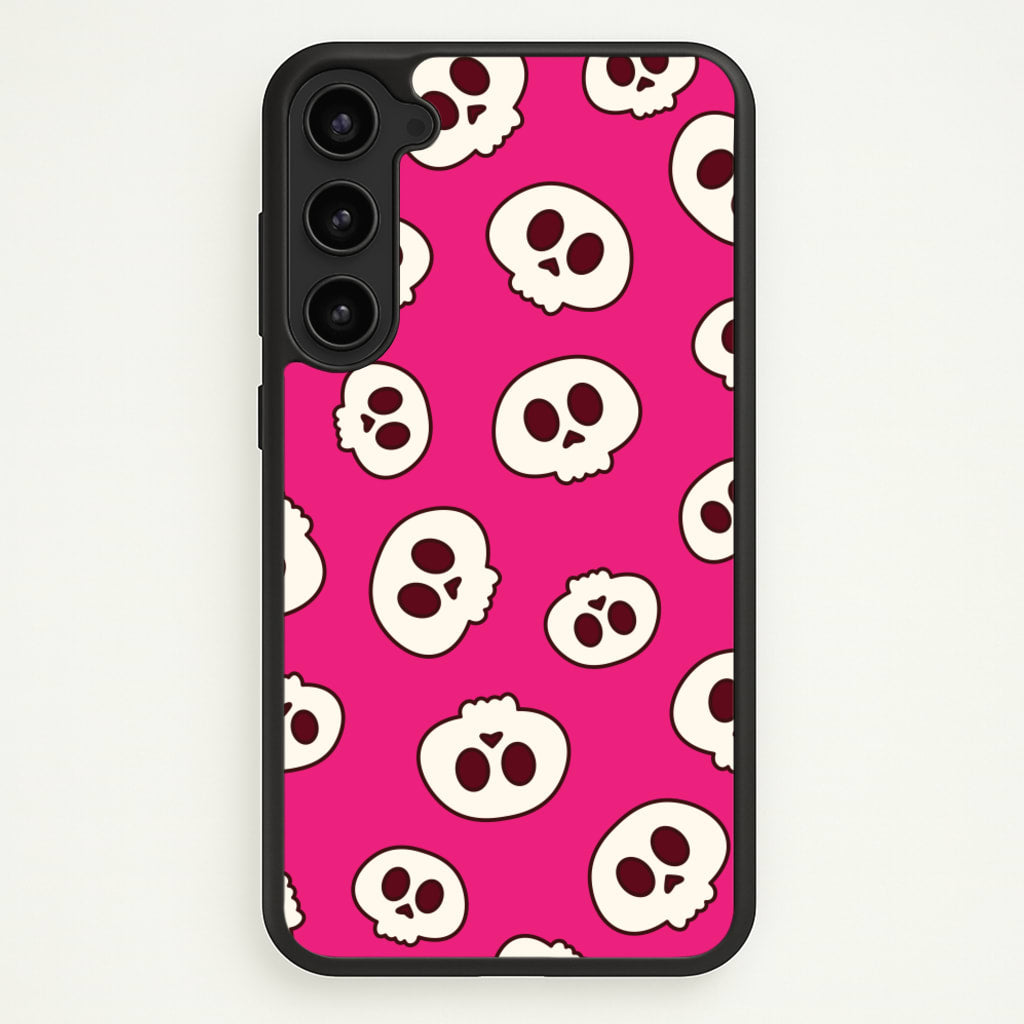 Pink Skulls Pattern - Goth Aesthetic Phone Case for Galaxy S23