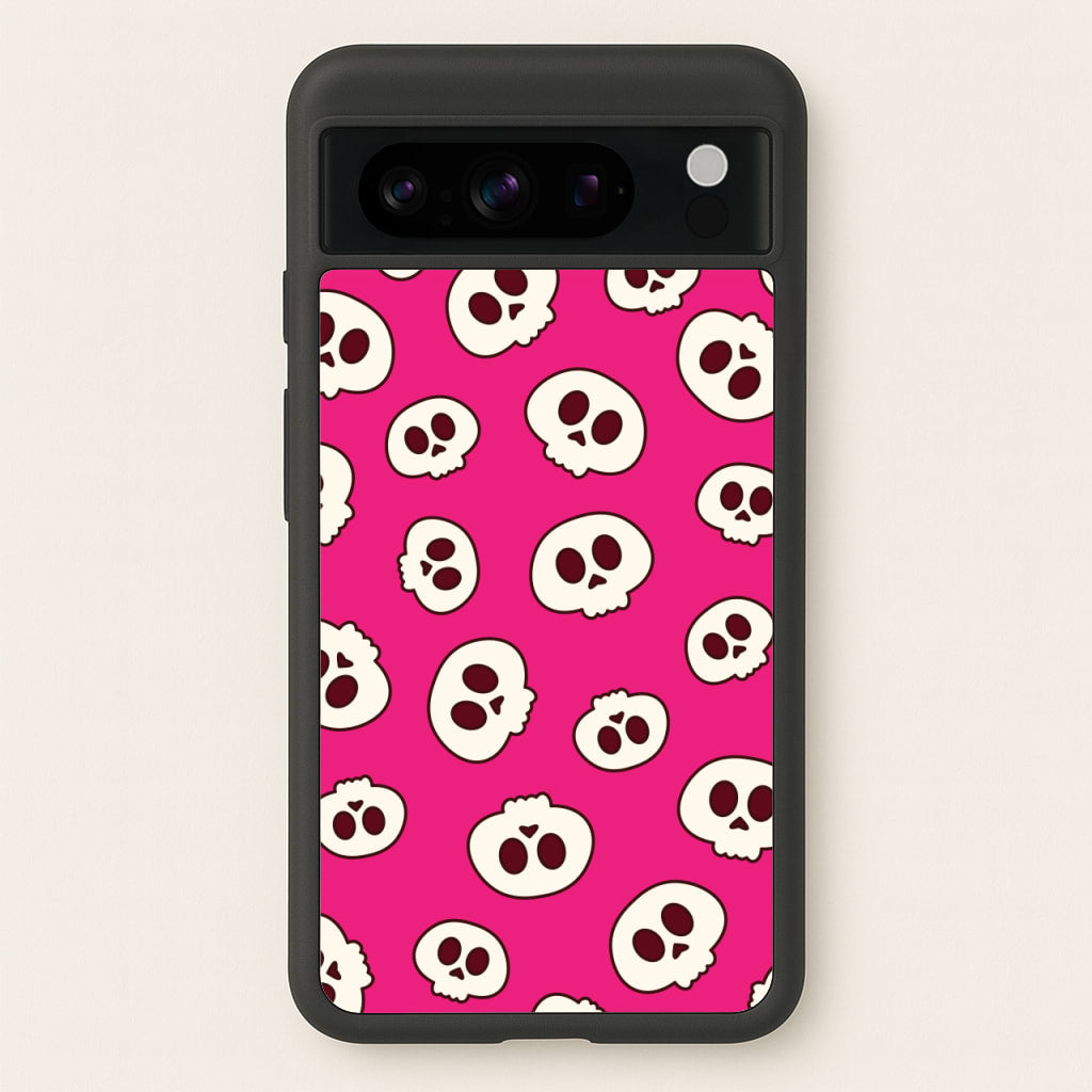 Pink Skulls Pattern - Goth Aesthetic Phone Case for Google Pixel 8 Pro