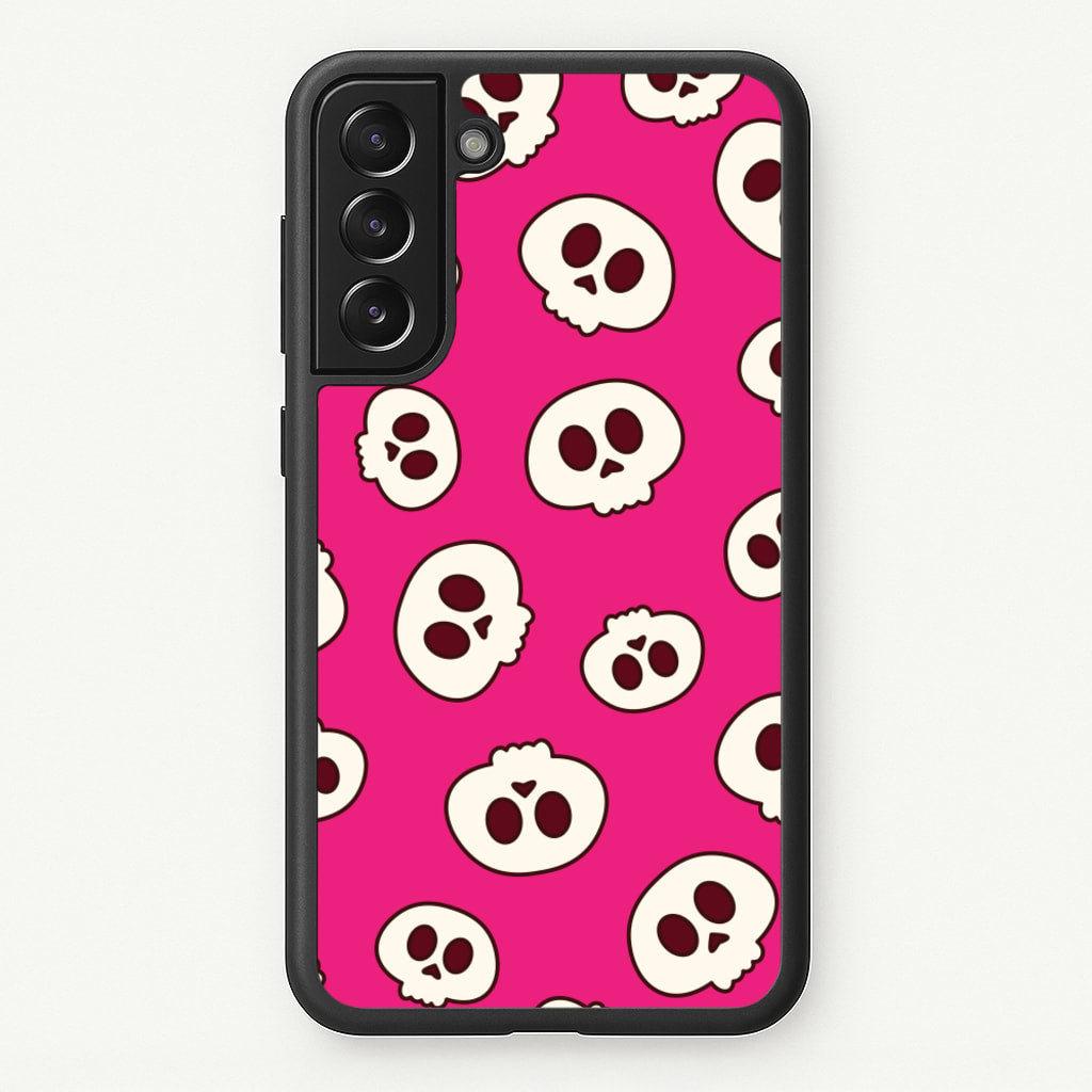 Pink Skulls Pattern - Goth Aesthetic Phone Case for Galaxy S21 Plus