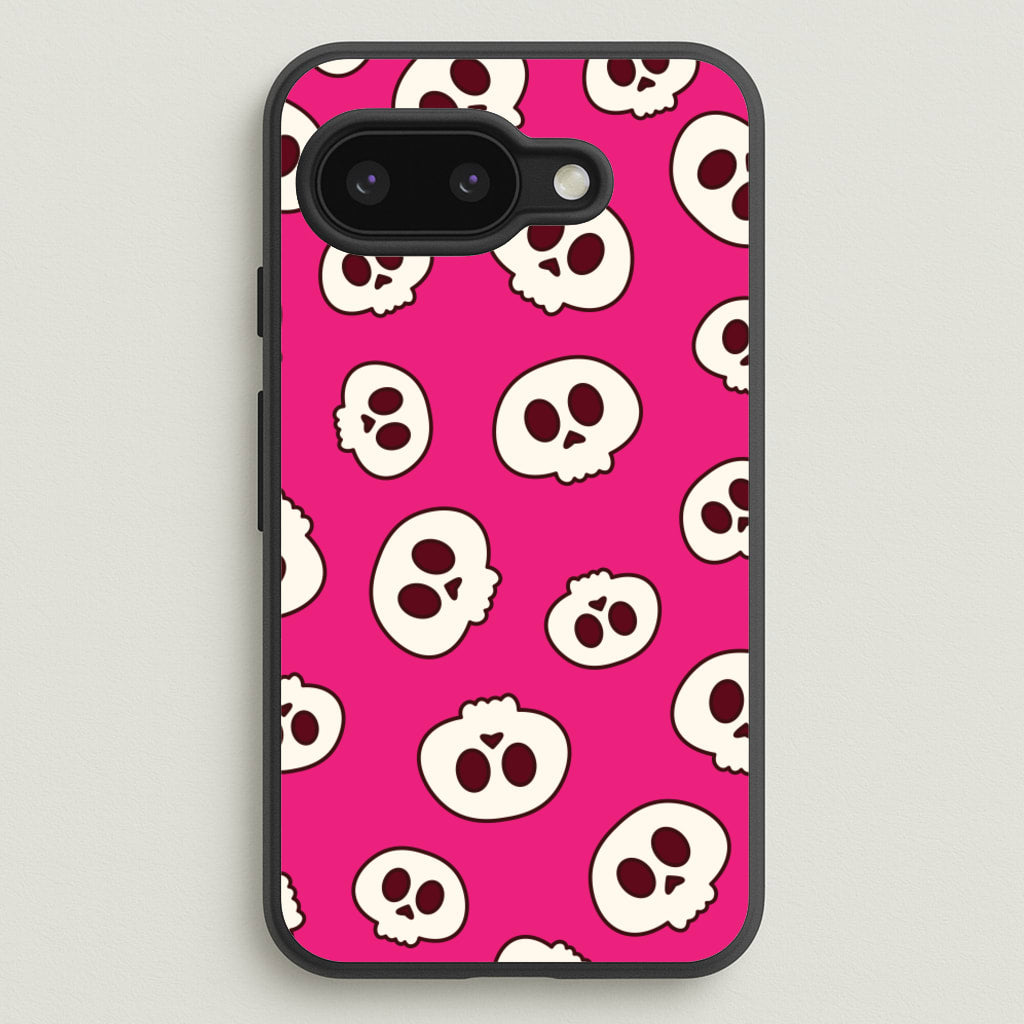 Pink Skulls Pattern - Goth Aesthetic Phone Case for Google Pixel 9a