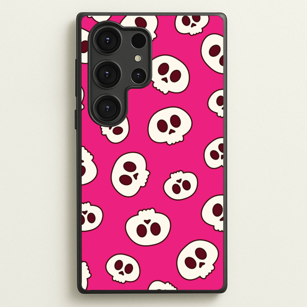 Pink Skulls Pattern - Goth Aesthetic Phone Case for Galaxy S25 Ultra