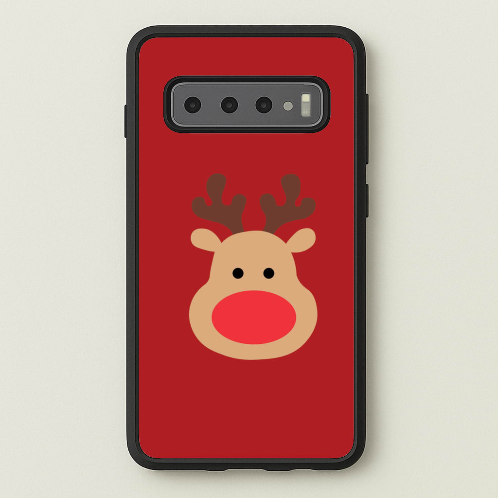 Rudolph Face - Christmas - Christmas Phone Case for Galaxy S10 Plus