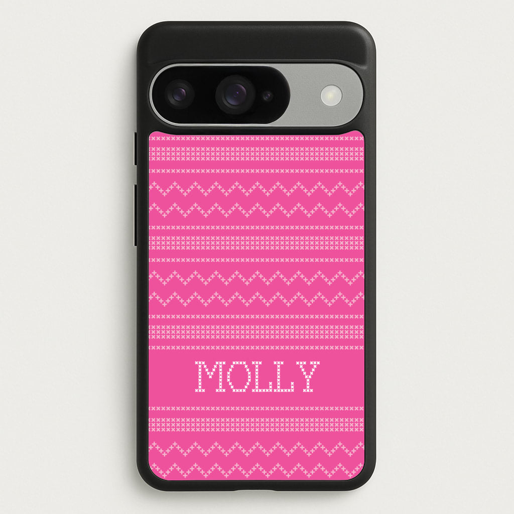Personalised Christmas Jumper Pink Phone Case for Google Pixel 10 / 10 Pro