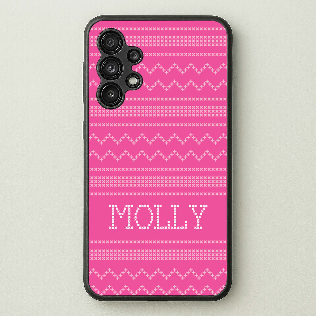 Personalised Christmas Jumper Pink - Personalised Christmas Phone Case for Galaxy A13