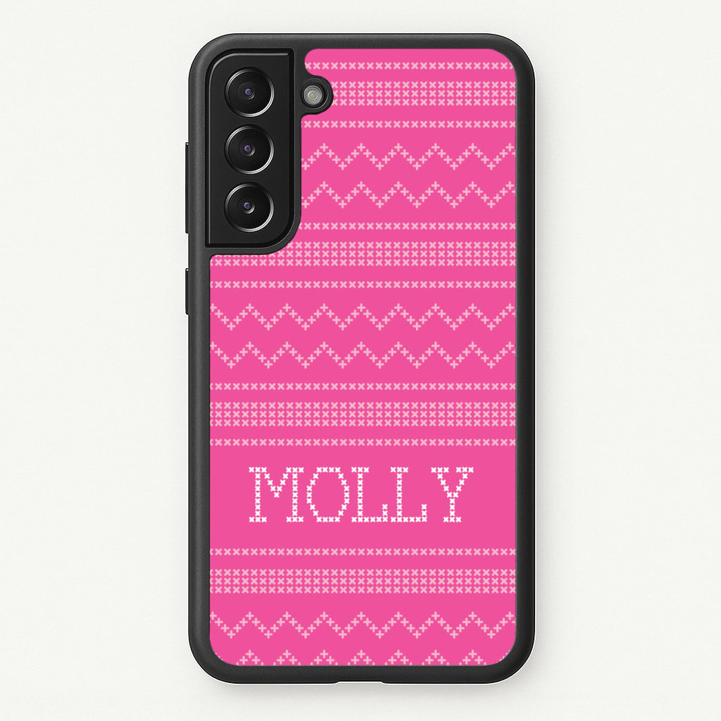 Personalised Christmas Jumper Pink - Personalised Christmas Phone Case for Galaxy S21