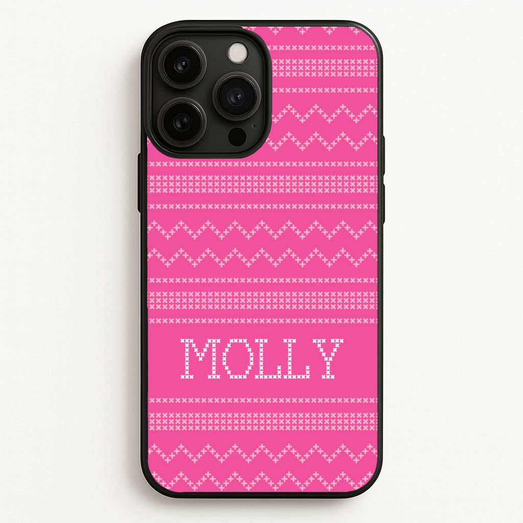 Personalised Christmas Jumper Pink - Personalised Christmas Phone Case for iPhone 13 Pro Max