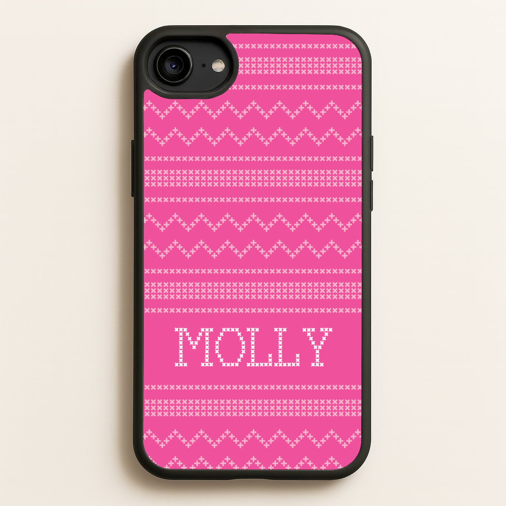 Personalised Christmas Jumper Pink - Personalised Christmas Phone Case for iPhone 6 / 7 / 8 / SE