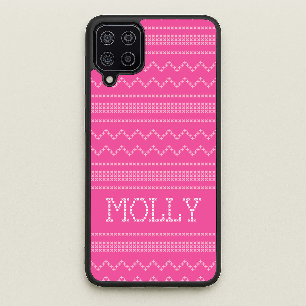 Personalised Christmas Jumper Pink - Personalised Christmas Phone Case for Galaxy A12