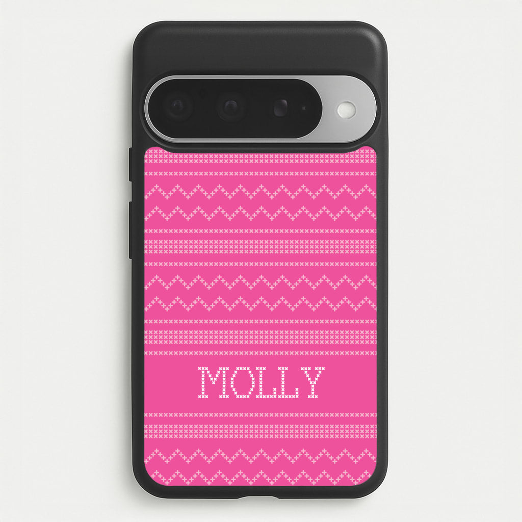 Personalised Christmas Jumper Pink Phone Case for Google Pixel 10 Pro XL