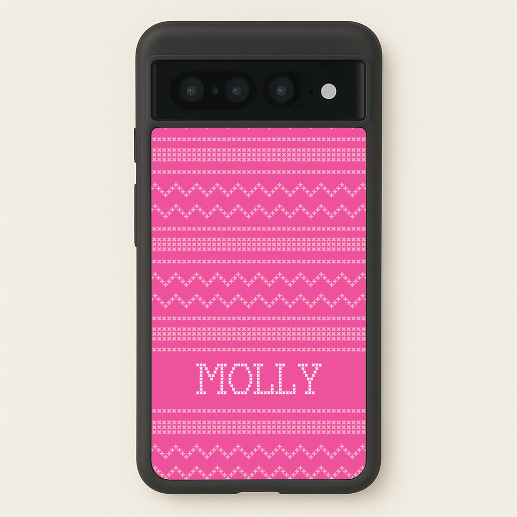 Personalised Christmas Jumper Pink - Personalised Christmas Phone Case for Google Pixel 7 Pro