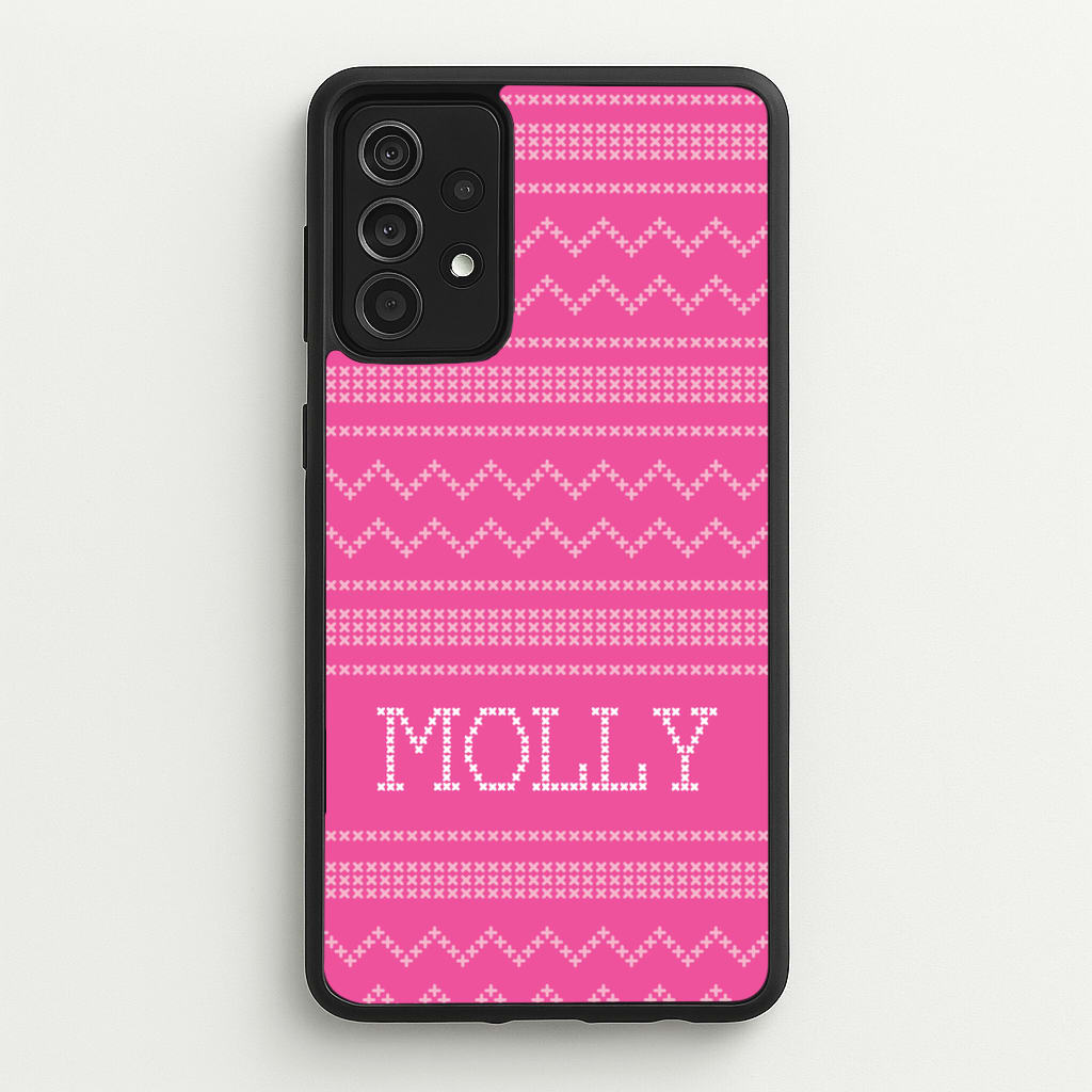 Personalised Christmas Jumper Pink - Personalised Christmas Phone Case for Galaxy A52 / A52s