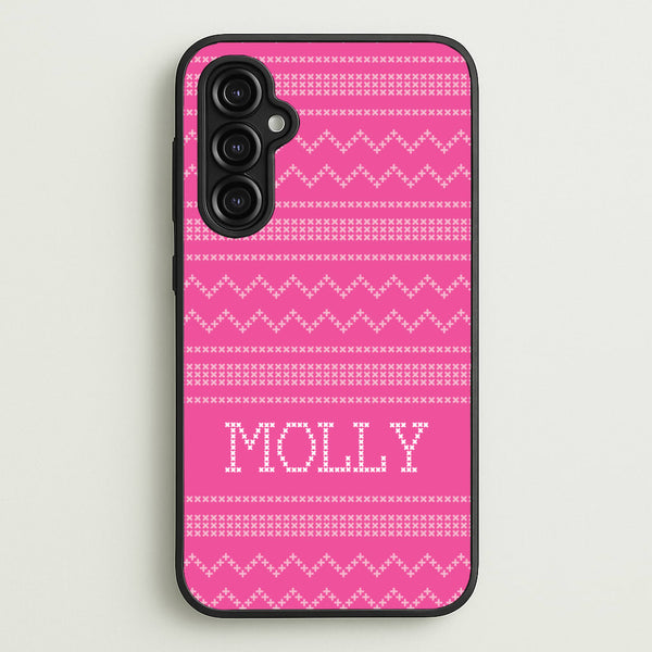 Personalised Christmas Jumper Pink - Personalised Christmas Phone Case for Galaxy A14