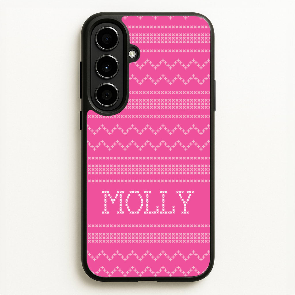 Personalised Christmas Jumper Pink - Personalised Christmas Phone Case for Galaxy A56