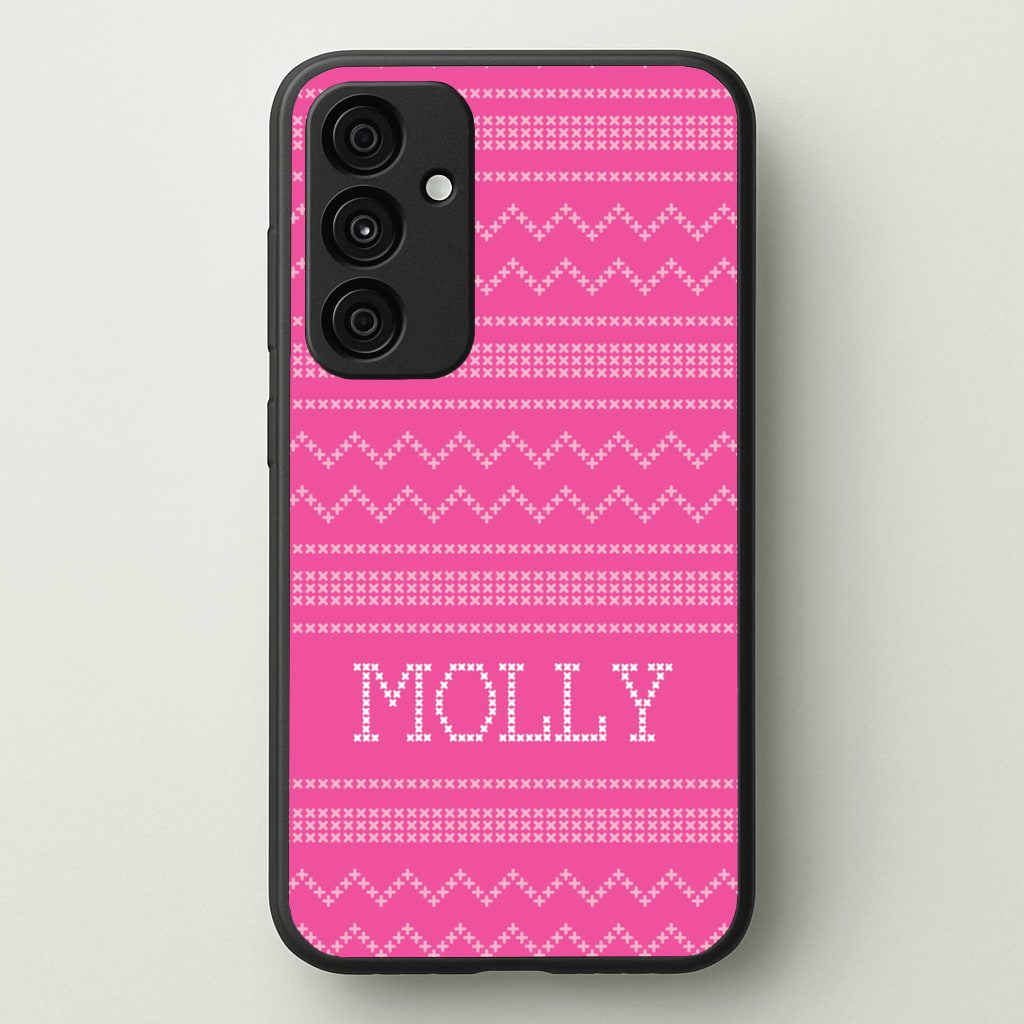 Personalised Christmas Jumper Pink - Personalised Christmas Phone Case for Galaxy A15