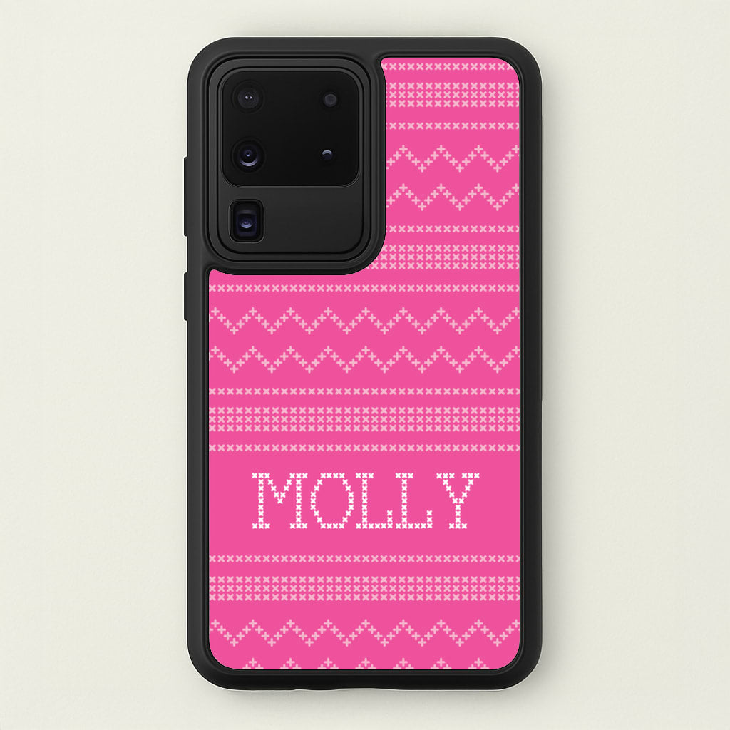 Personalised Christmas Jumper Pink - Personalised Christmas Phone Case for Galaxy S20 Ultra