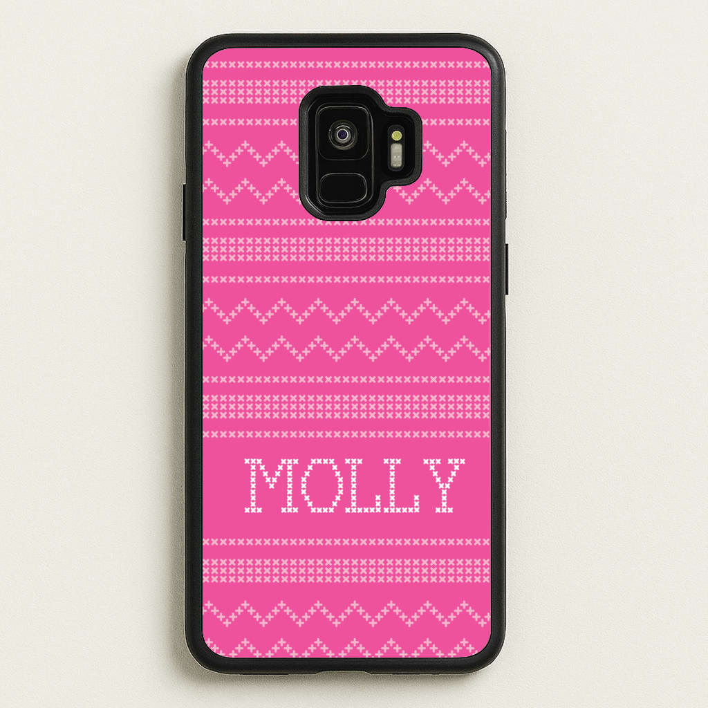 Personalised Christmas Jumper Pink - Personalised Christmas Phone Case for Galaxy S9