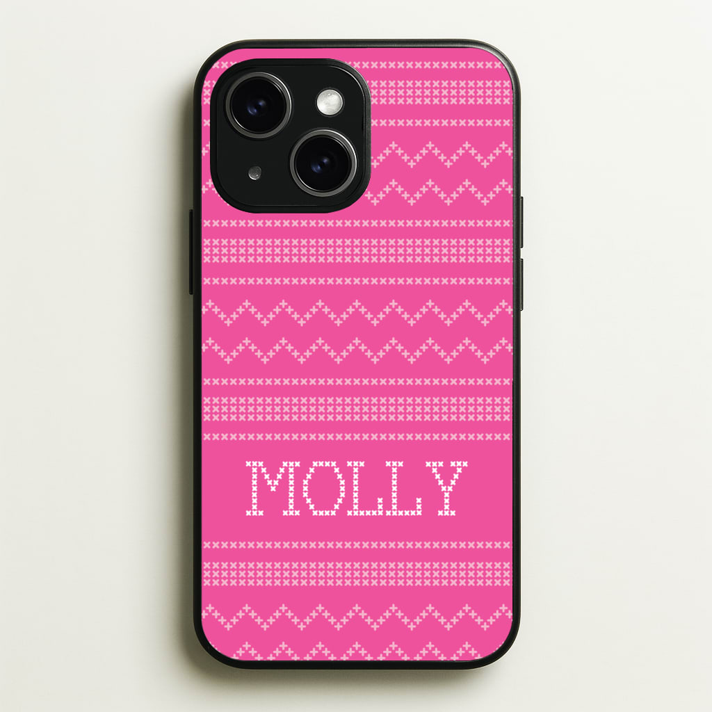 Personalised Christmas Jumper Pink - Personalised Christmas Phone Case for iPhone 14 Plus