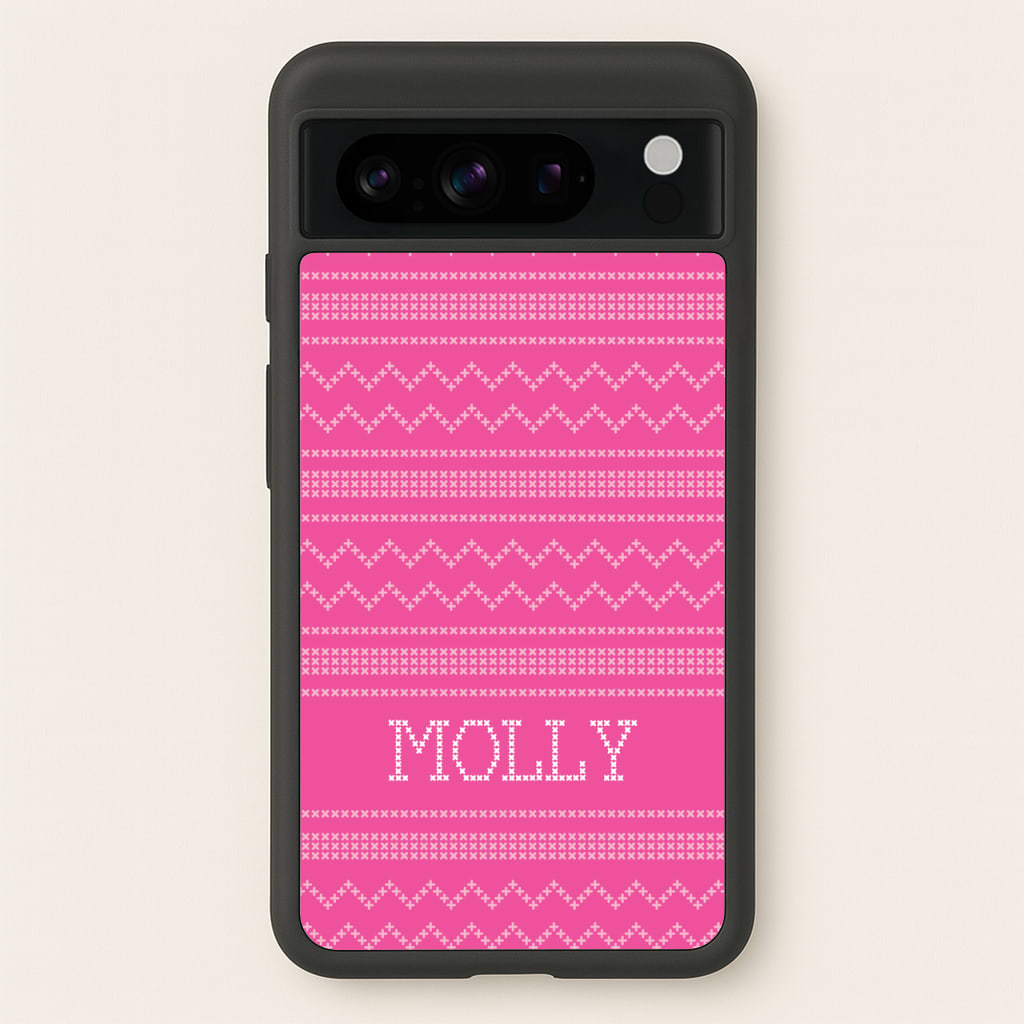 Personalised Christmas Jumper Pink - Personalised Christmas Phone Case for Google Pixel 8 Pro