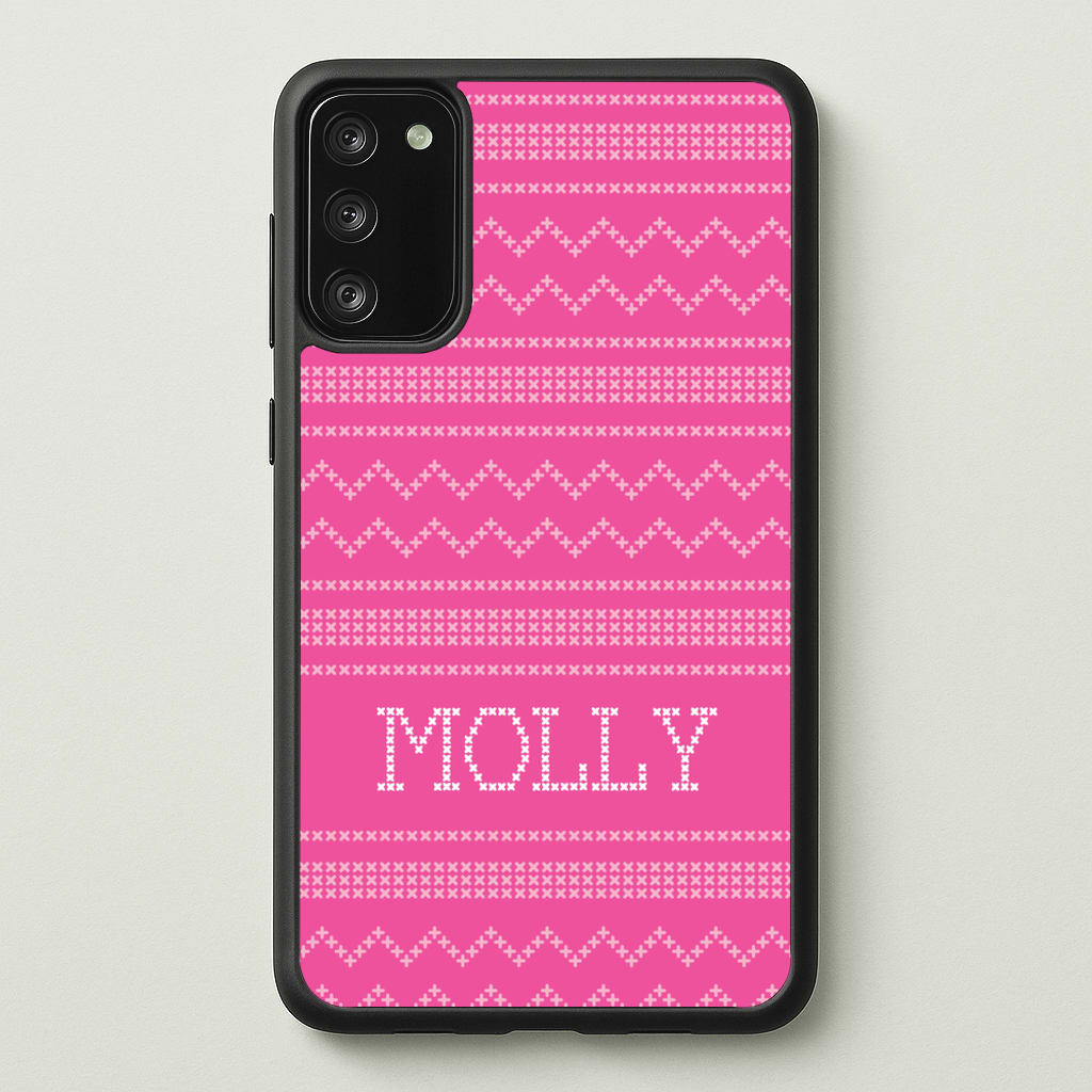Personalised Christmas Jumper Pink - Personalised Christmas Phone Case for Galaxy S20FE