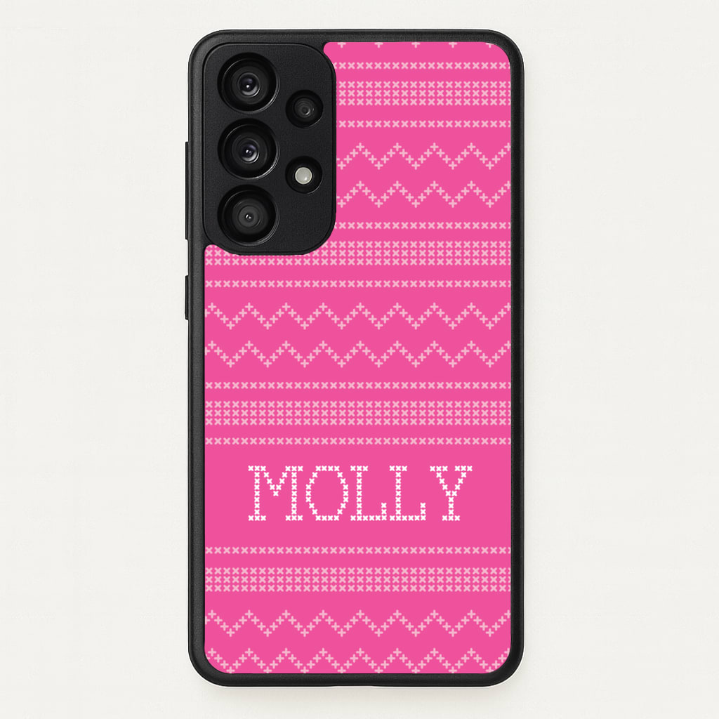 Personalised Christmas Jumper Pink - Personalised Christmas Phone Case for Galaxy A53