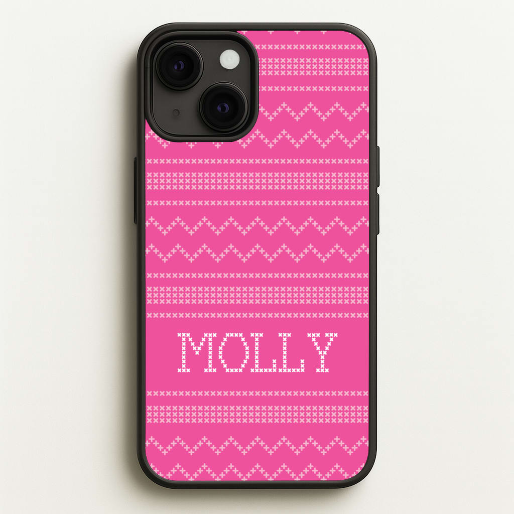 Personalised Christmas Jumper Pink - Personalised Christmas Phone Case for iPhone 13 Mini