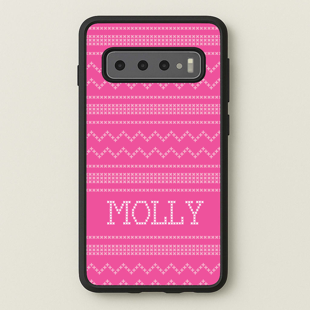 Personalised Christmas Jumper Pink - Personalised Christmas Phone Case for Galaxy S10