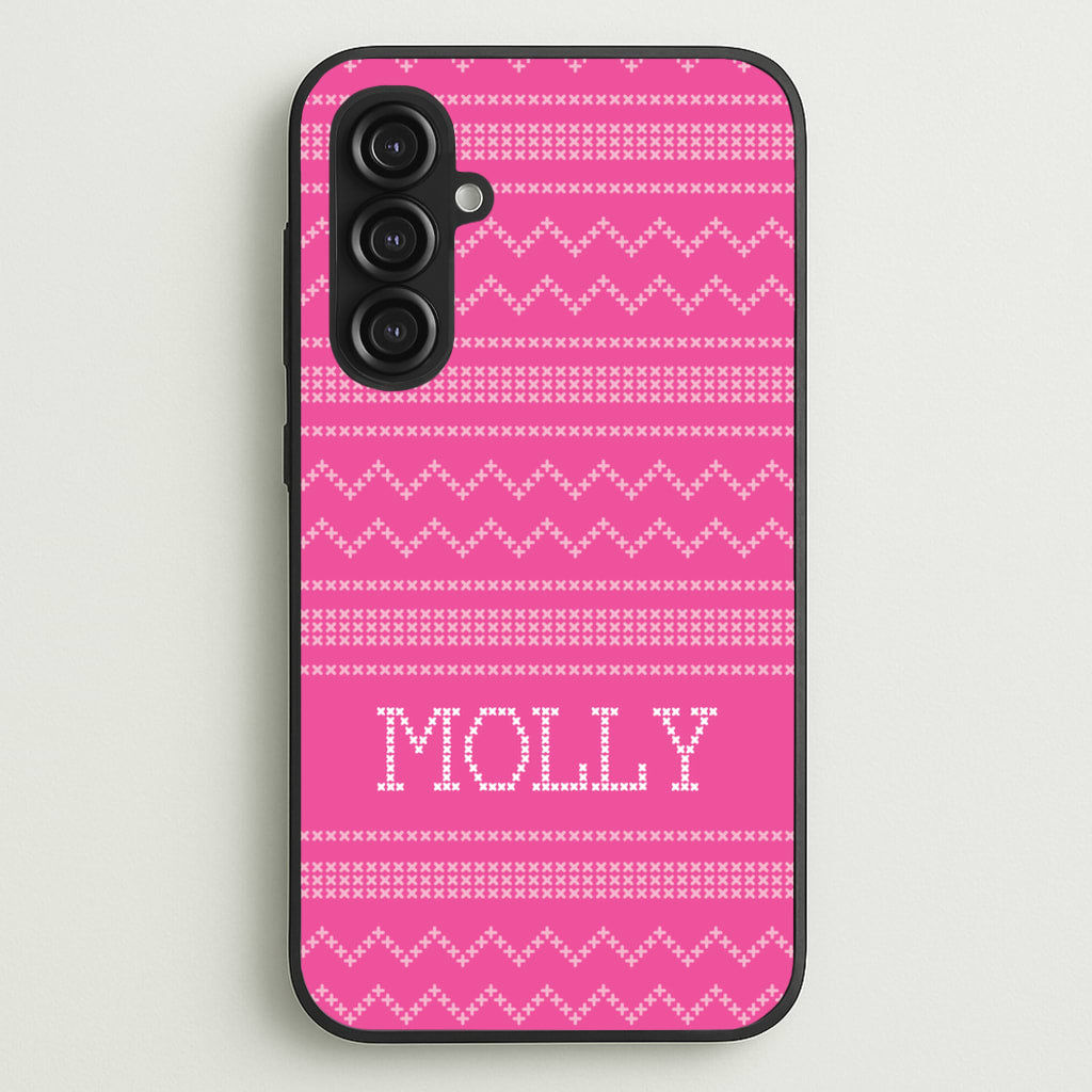 Personalised Christmas Jumper Pink - Personalised Christmas Phone Case for Galaxy S23FE