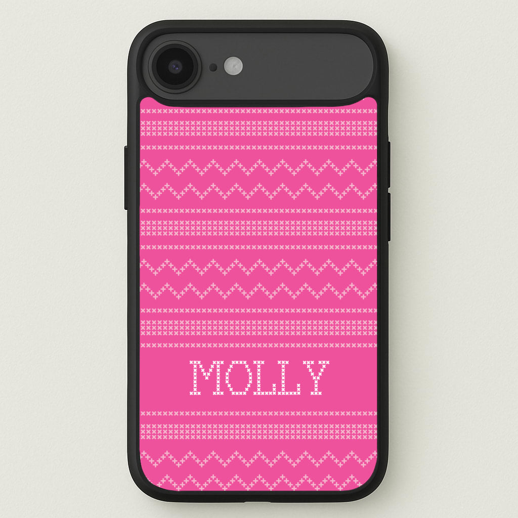 Personalised Christmas Jumper Pink Phone Case for iPhone 17 Air